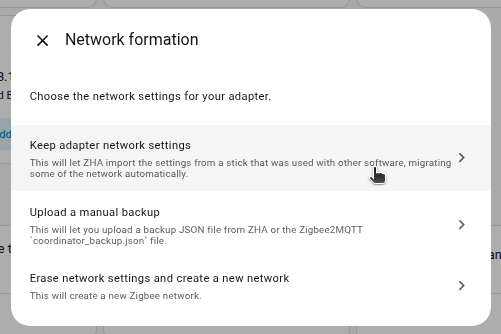 Choose the network settings for your radio